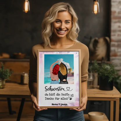 Poster Schwester Personalisiert Du bist die Beste Malediven Beach