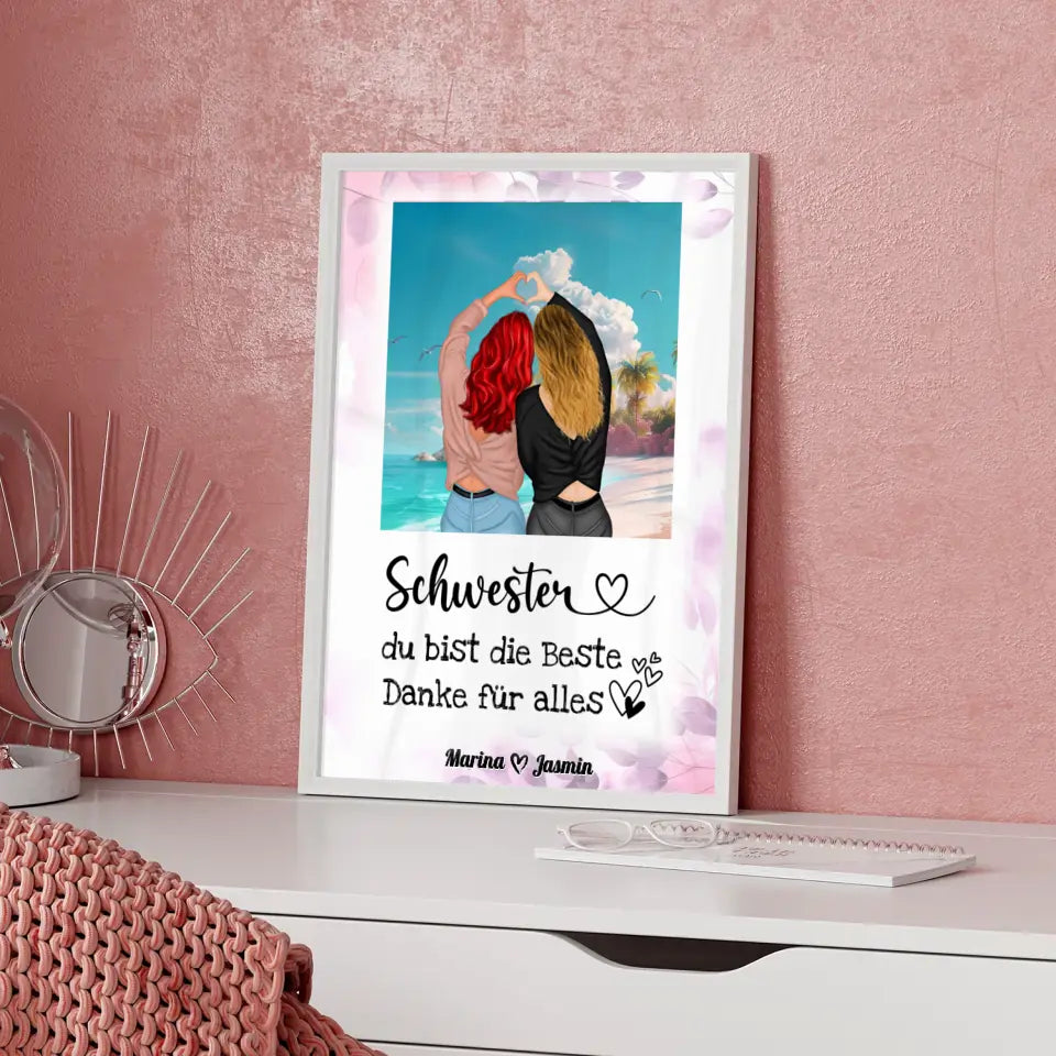 Poster Schwester Personalisiert Du bist die Beste Malediven Beach