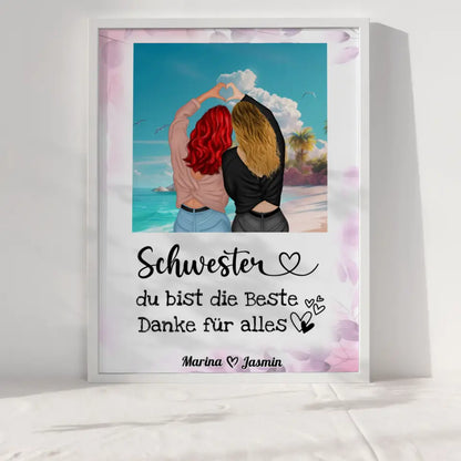 Poster Schwester Personalisiert Du bist die Beste Malediven Beach