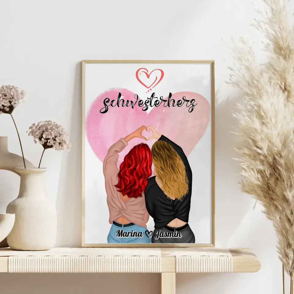 Schwester Poster Personalisiert Schwesterherz Viele Optionen