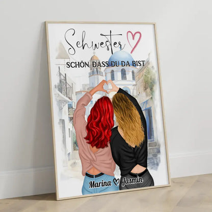 Personalisiertes Poster Schwester Schön Dass Du Da Bist