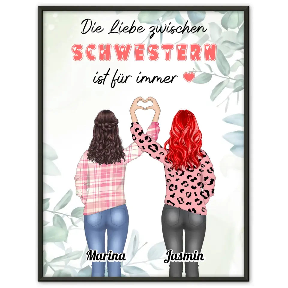 Personalisiertes Poster Schwestern Liebe zwischen Schwestern