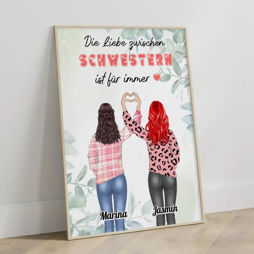 Personalisiertes Poster Schwestern Liebe zwischen Schwestern