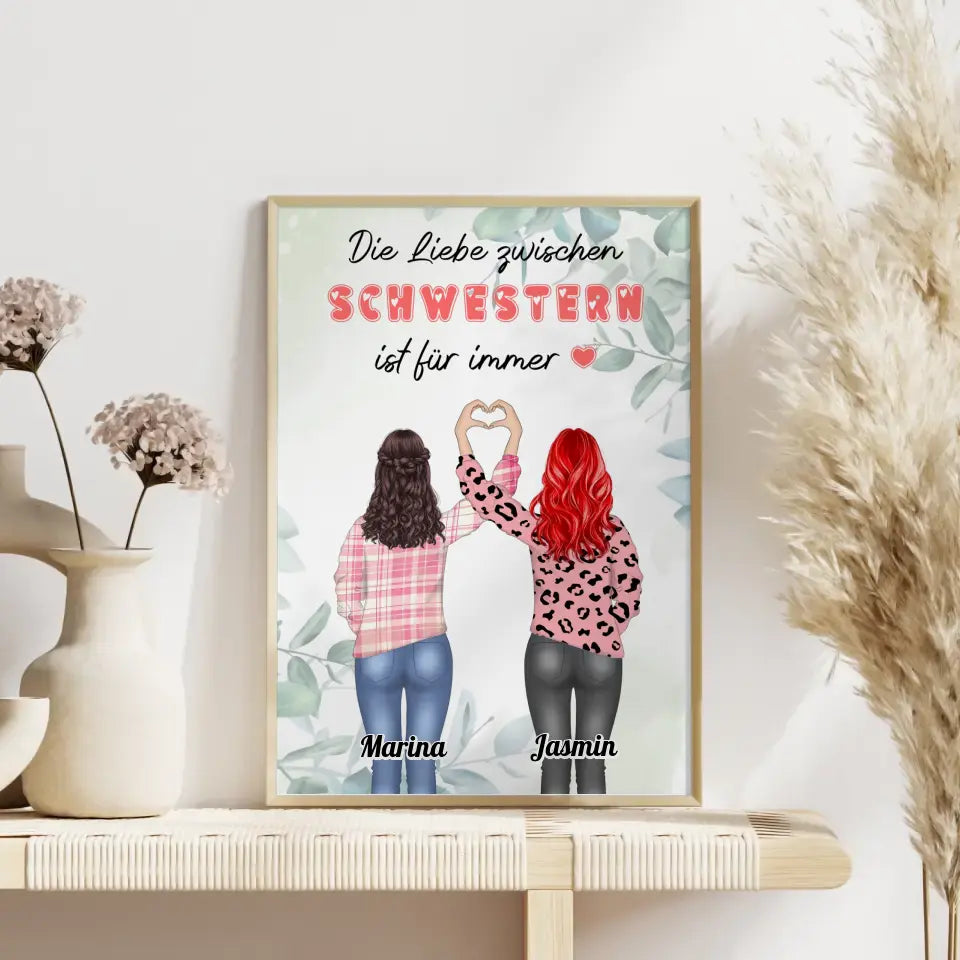 Personalisiertes Poster Schwestern Liebe zwischen Schwestern