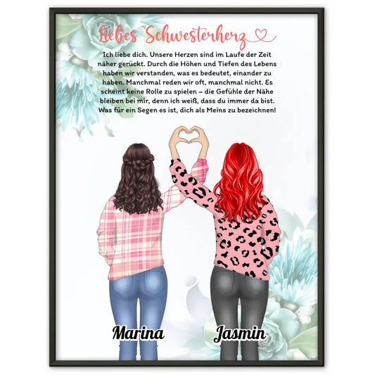 Poster Schwester Personalisiert Schwester Ich Liebe Dich Mit Namen 1