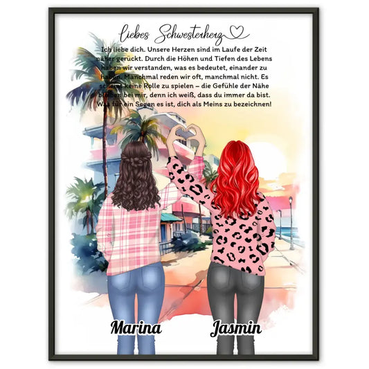 Schwester Poster Personalisiert Schwester Ich Liebe Dich Geschenk