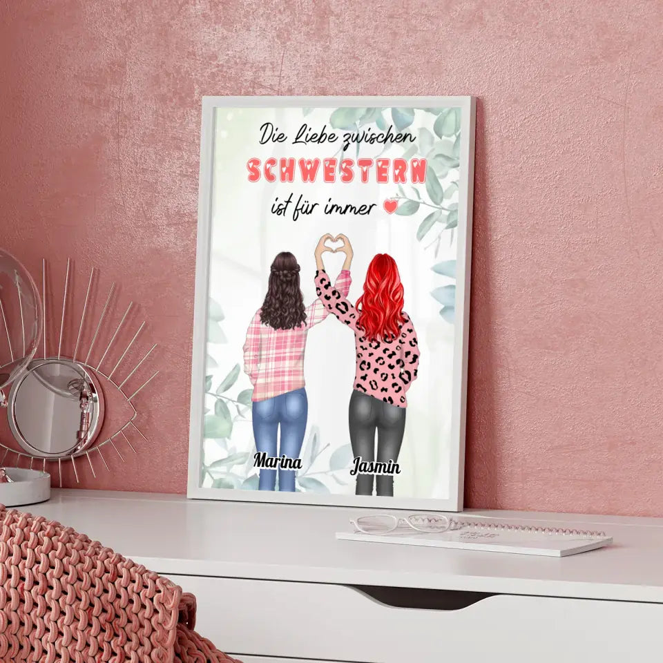 Personalisiertes Poster Schwestern Liebe zwischen Schwestern