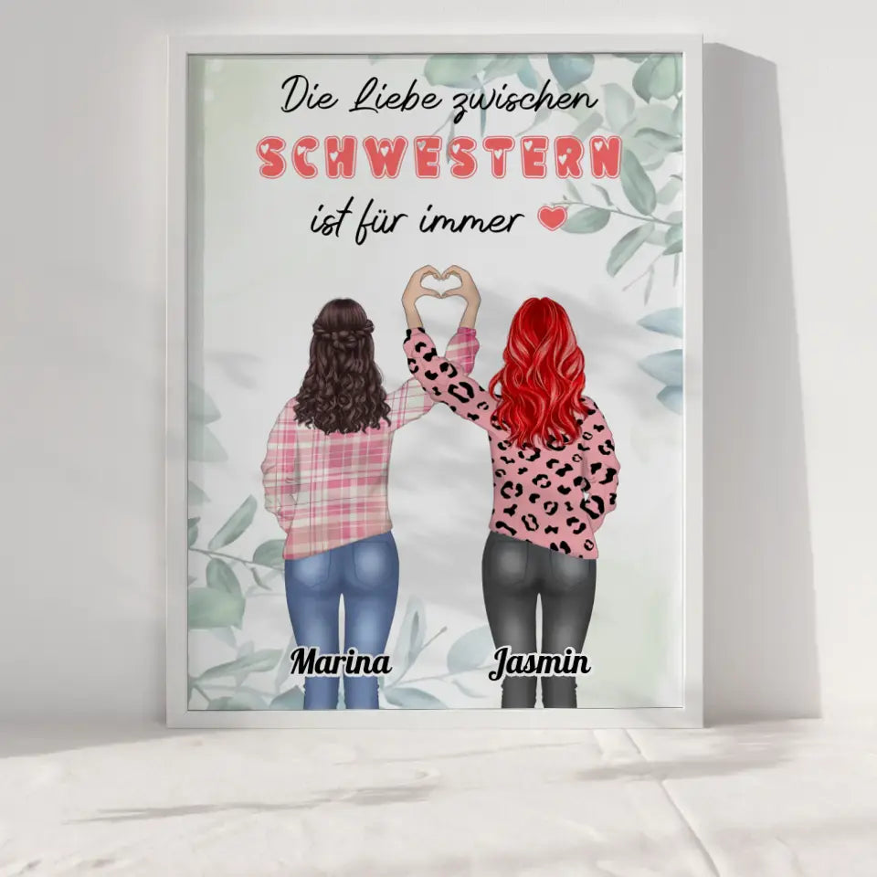 Personalisiertes Poster Schwestern Liebe zwischen Schwestern