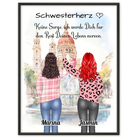 Poster Schwester Schwesterherz Keine Sorge Viele Anpassungen möglich