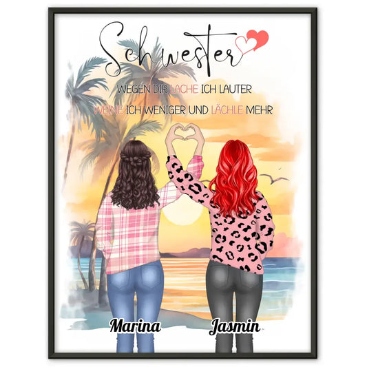 Poster Schwester Personalisiert Schwester Ich Lache Lauter Rosa Floral 1