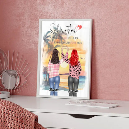 Poster Schwester Personalisiert Schwester Ich Lache Lauter Rosa Floral