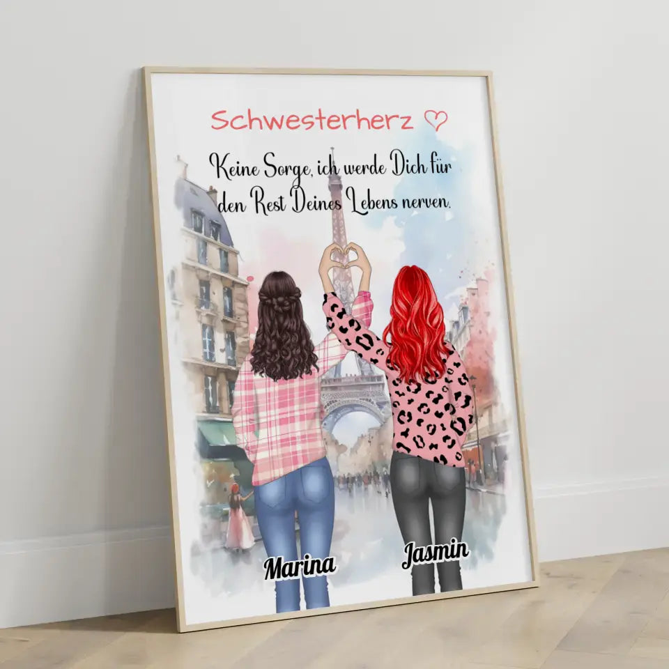 Personalisiertes Poster Schwesterherz Keine Sorge Mit Namen