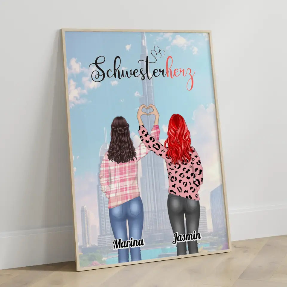 Poster Schwester Personalisiert Schwesterherz Mit Fotos und Namen