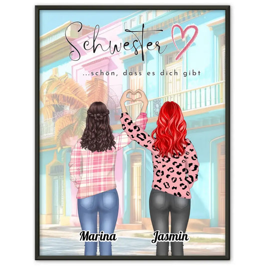 Personalisiertes Poster Schwester Schön Dass Du Da Bist Kuba 1