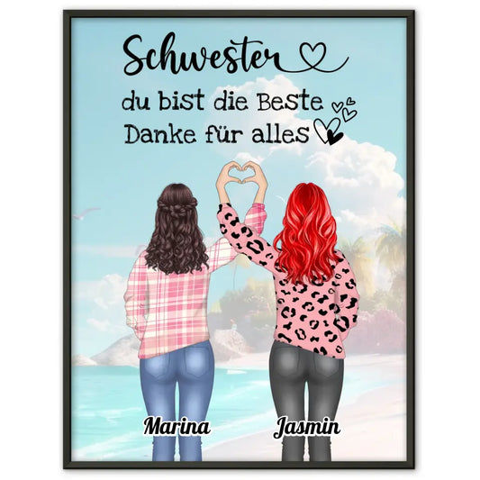 Poster Schwester Du bist die Beste Malediven Beach