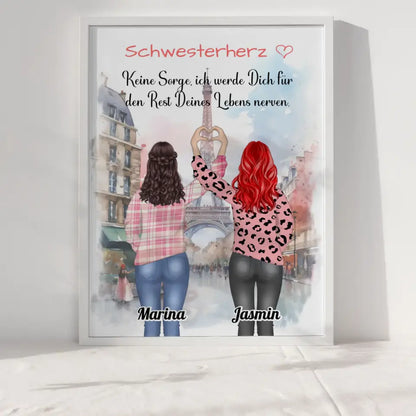 Personalisiertes Poster Schwesterherz Keine Sorge Mit Namen