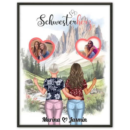 Schwester Poster Schwesterherz mit Namen mit Fotos