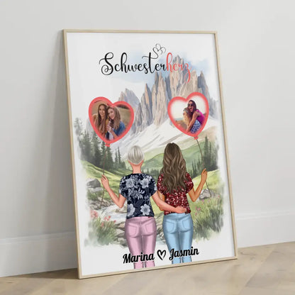 Schwester Poster Schwesterherz mit Namen mit Fotos