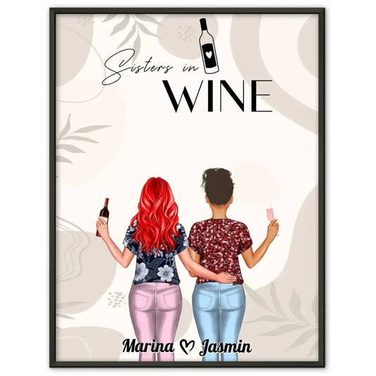 Beste Freundin Poster Sisters in Wine Boho Viele Optionen 1