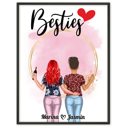 Poster Beste Freundin Besties Schwarz Dunkel Wasserfarben Spritzer1 1