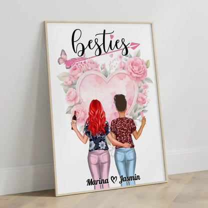 Freundinnen Poster Besties Viele Optionen Rosen Herz Blumig