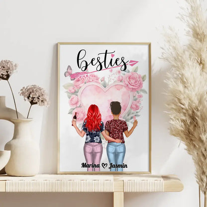 Freundinnen Poster Besties Viele Optionen Rosen Herz Blumig