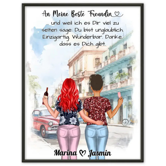 Personalisiertes Poster Beste Freundin Einzigartig und Wunderbar 1