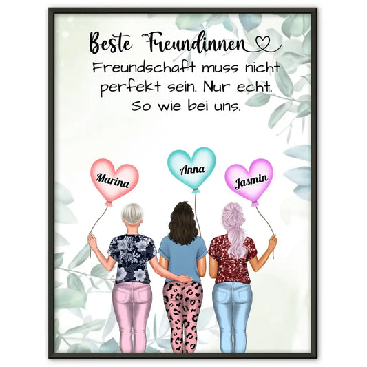 3 Beste Freundinnen Poster Echte Freundschaft Für 2 bis 4 Freundinnen