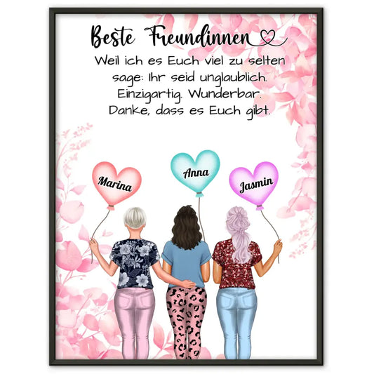 3 Beste Freundinnen Poster Einzigartig und Wunderbar