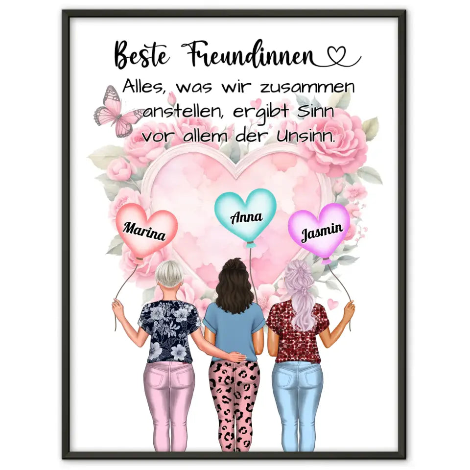 3 Freundinnen Poster Unsinn Für 2 bis 4 Freundinnen