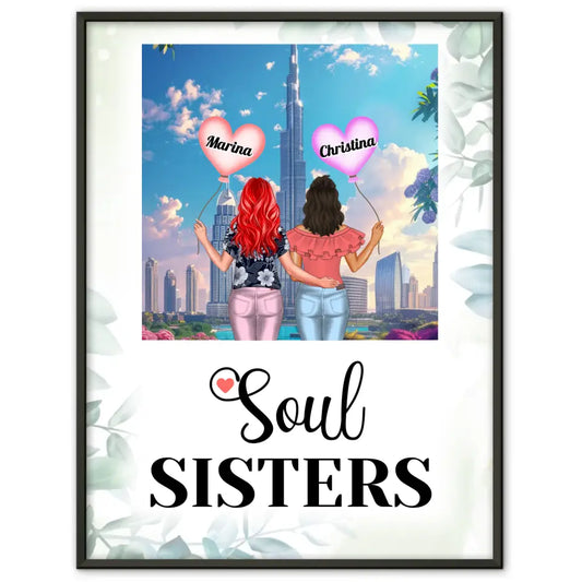 Personalisiertes Poster Beste Freundin Soul Sisters Dubai Burj Khalifa 1
