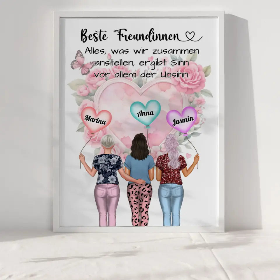 3 Freundinnen Poster Unsinn Für 2 bis 4 Freundinnen