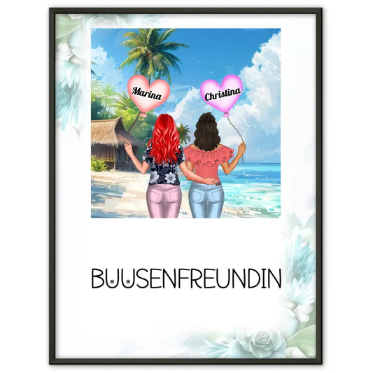 Personalisiertes Poster Freundinnen Busenfreundin Inselparadies 1