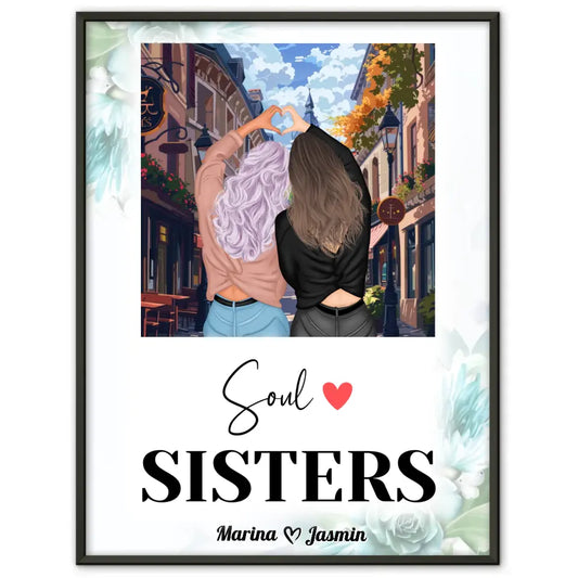 Personalisiertes Poster Freundinnen Soul Sisters Altstadt 1