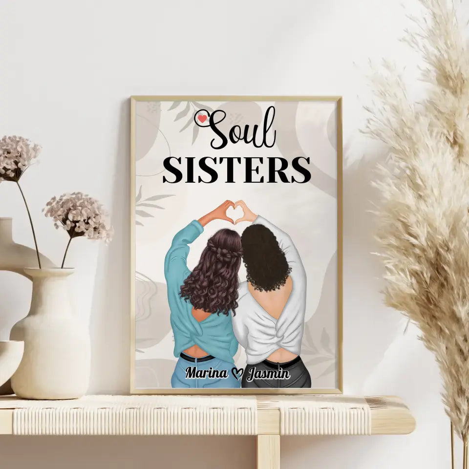 Beste Freundin Poster Soul Sisters Viele Optionen Boho Mit Namen