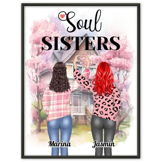 Poster Beste Freundin Soul Sisters Viele Optionen Herz Hände 1