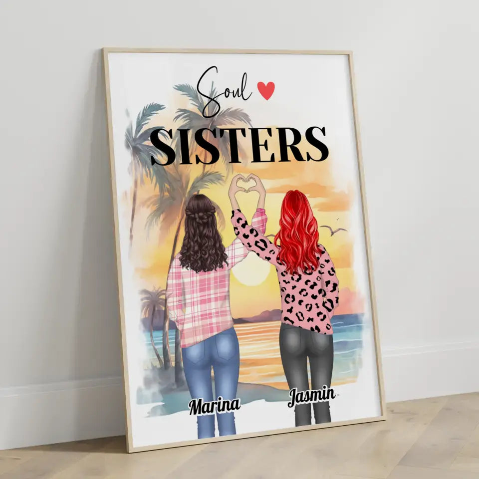 Freundinnen Poster Soul Sisters Viele Optionen Herz Hände 3