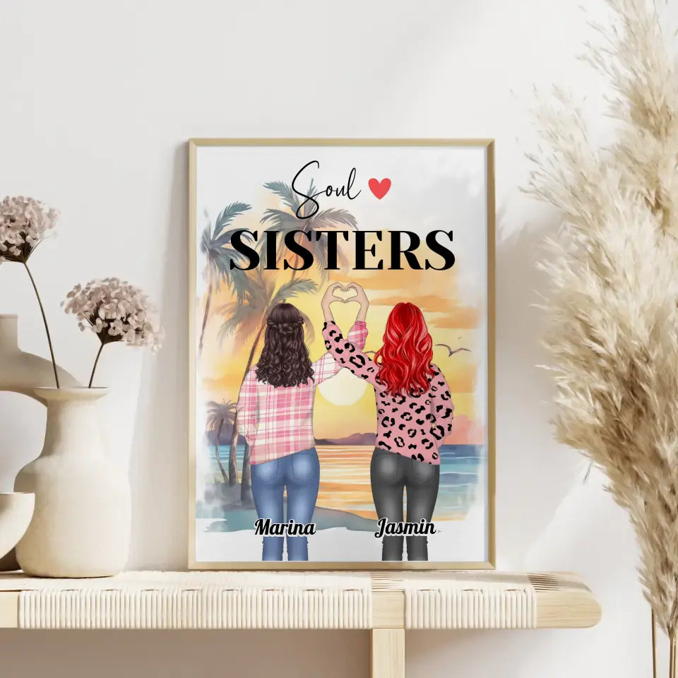 Freundinnen Poster Soul Sisters Viele Optionen Herz Hände 4