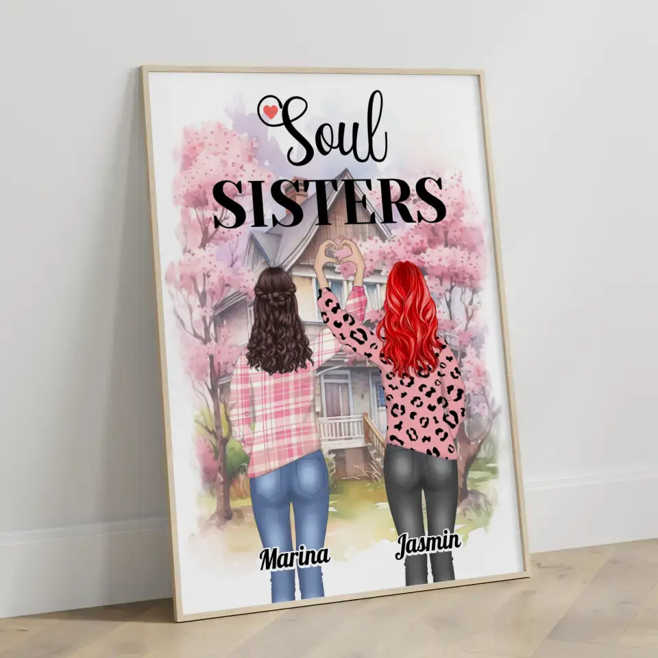 Poster Beste Freundin Soul Sisters Viele Optionen Herz Hände 3