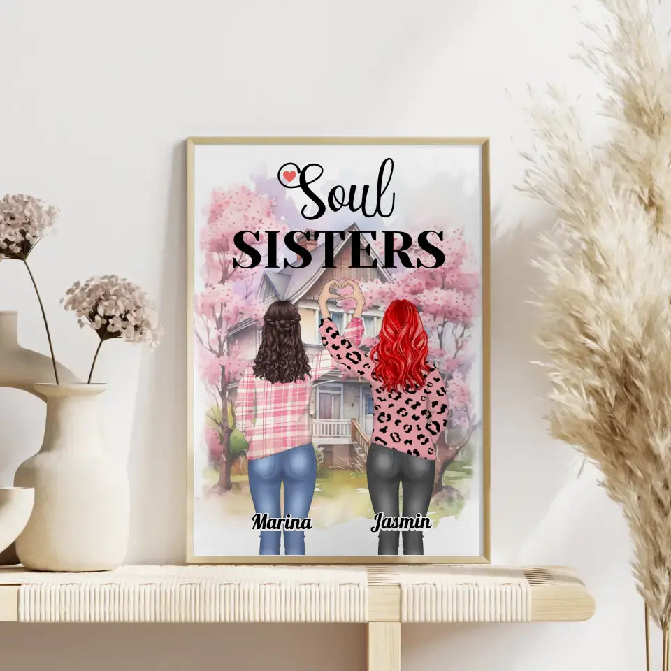 Poster Beste Freundin Soul Sisters Viele Optionen Herz Hände 4