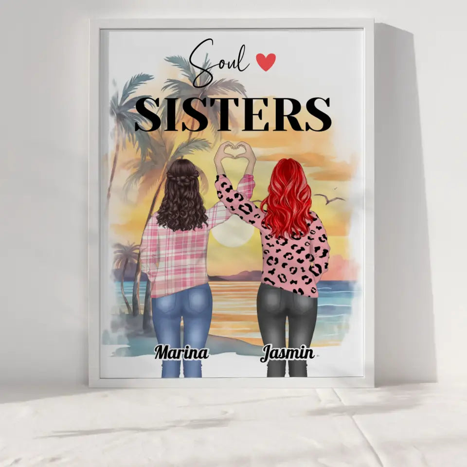 Freundinnen Poster Soul Sisters Viele Optionen Herz Hände 6