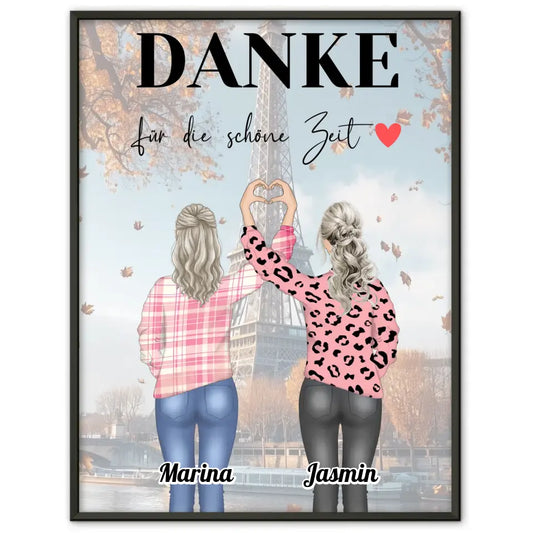 Personalisiertes Poster Beste Freundin Danke für die Zeit Herz Hände 1