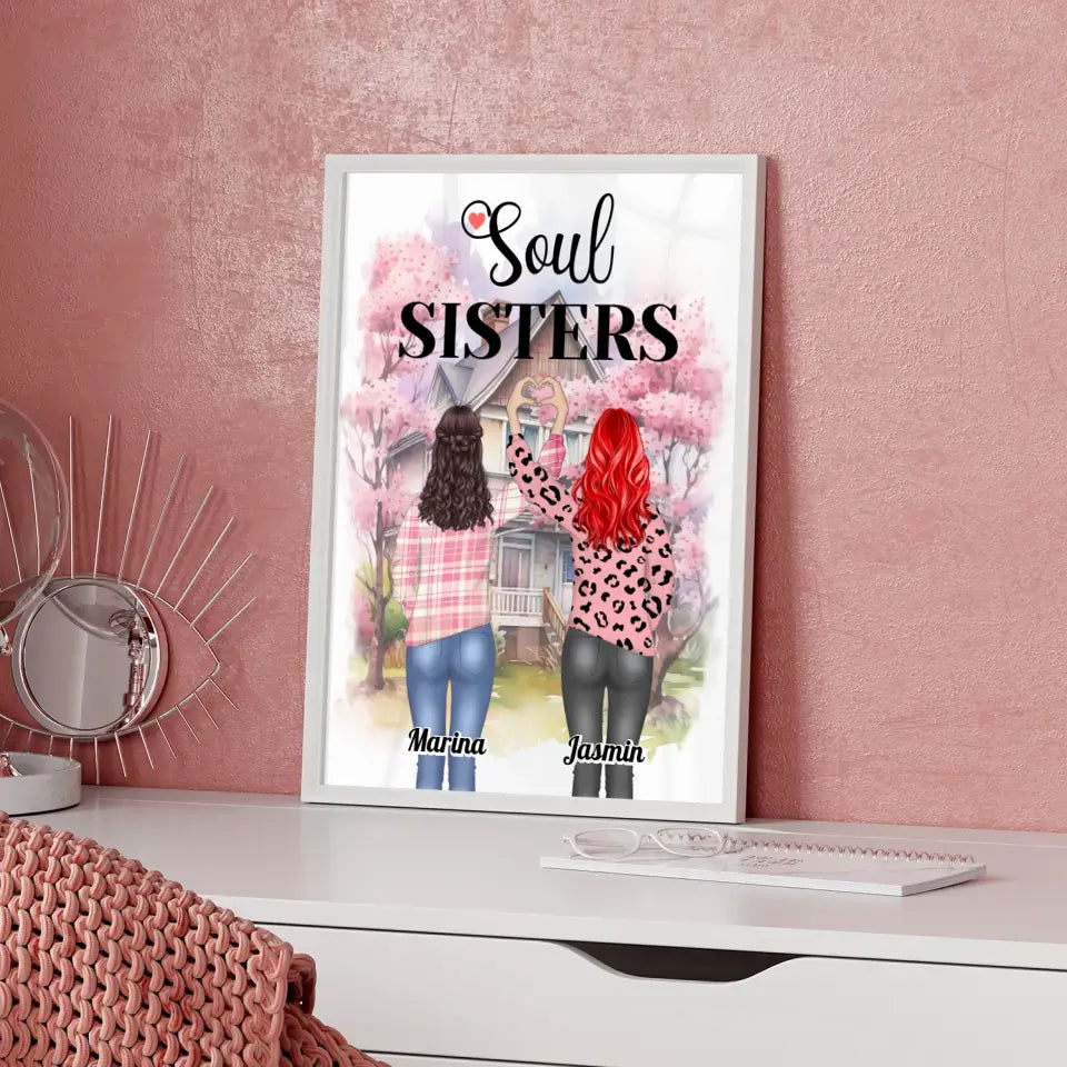 Poster Beste Freundin Soul Sisters Viele Optionen Herz Hände 5