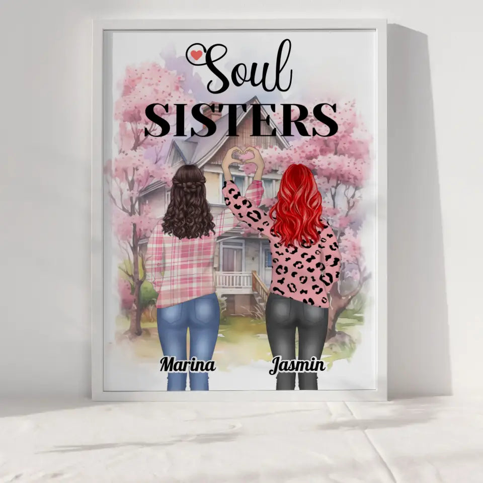 Poster Beste Freundin Soul Sisters Viele Optionen Herz Hände 6