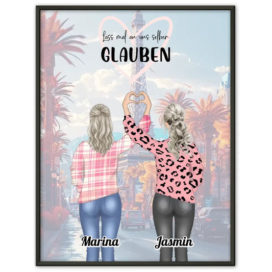 Poster Beste Freundin Lass an uns glauben Herz Hände 1