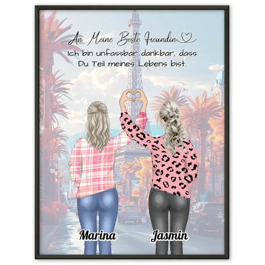 Personalisiertes Poster Beste Freundin Vielen Dank Herz Hände 1