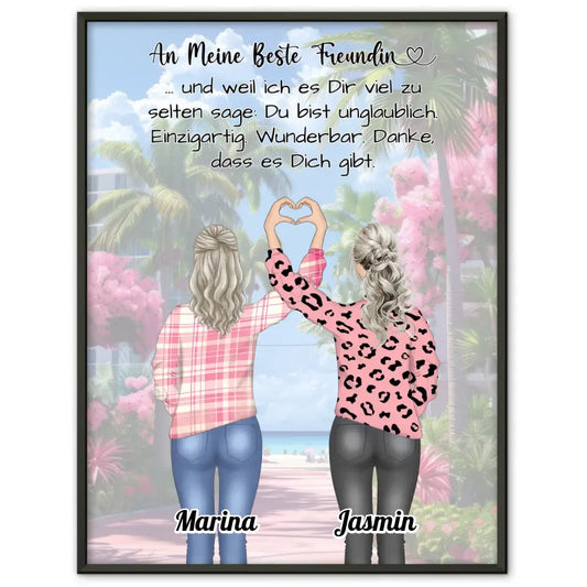 Freundinnen Poster Einzigartig und Wunderbar Herz Hände 1