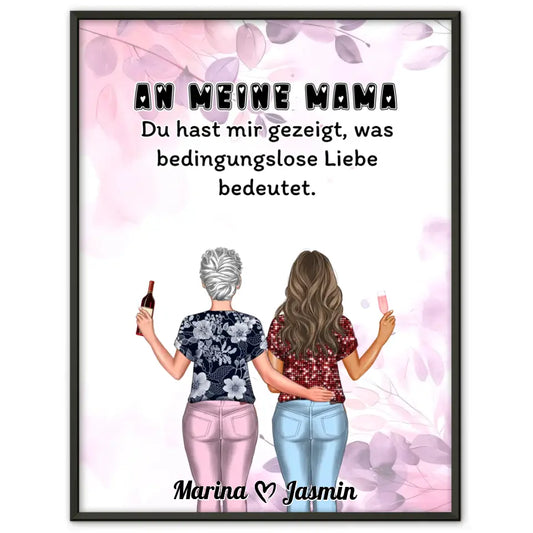 Poster Mama An Mama Bedingungslose Liebe Pink Rosa Floral