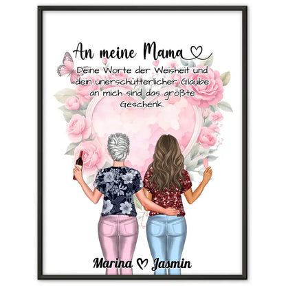 Mama Poster Muttertag Deine Worte ein Geschenk Rosen Herz Blumig