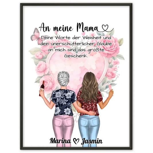 Mama Poster Muttertag Deine Worte ein Geschenk Rosen Herz Blumig 1